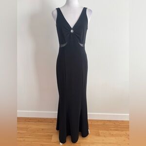 JS Collections Black Evening Dress with side cutouts size 4